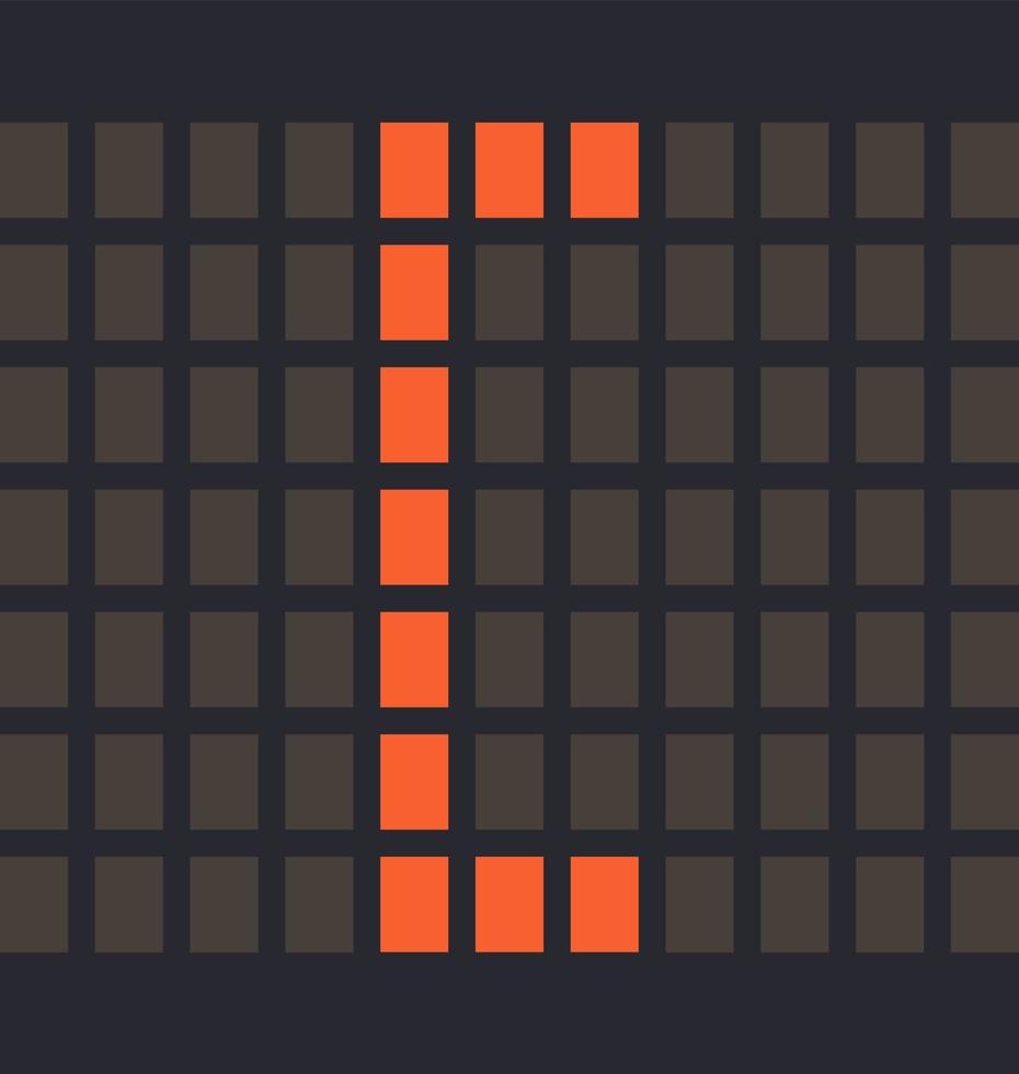 letter symbool vierkante haak links led oranje kleur en een donkere achtergrond, vectorillustratie vector