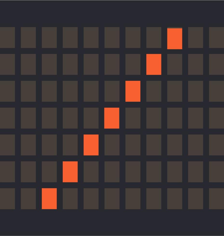 letter symbool schuine streep led oranje kleur en een donkere achtergrond, vectorillustratie vector