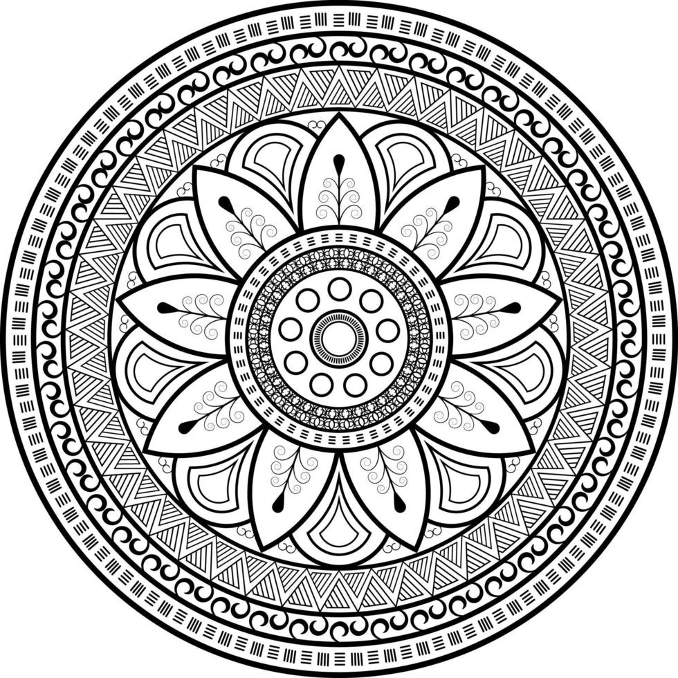 mandala patroon zwart en wit. islam, arabisch, pakistan, marokkaans, turks, indiaan, spanje motieven. vector in illustratie