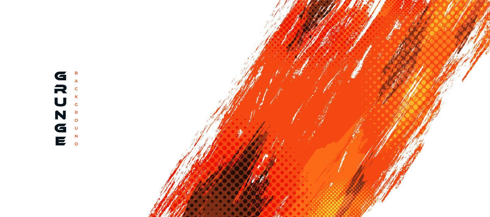 abstracte witte en oranje grunge achtergrond met en halftone stijl. penseelstreekillustratie voor spandoek, poster of sport. kras- en textuurelementen voor ontwerp vector