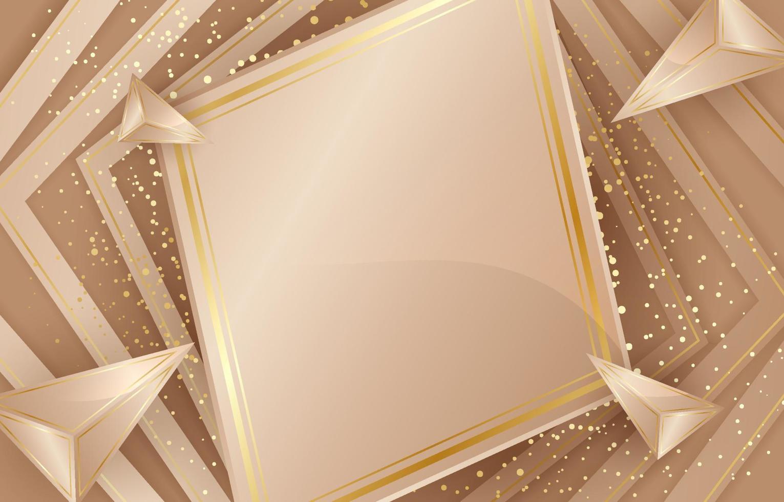 luxe beige en goud met 3D geometrische achtergrond vector