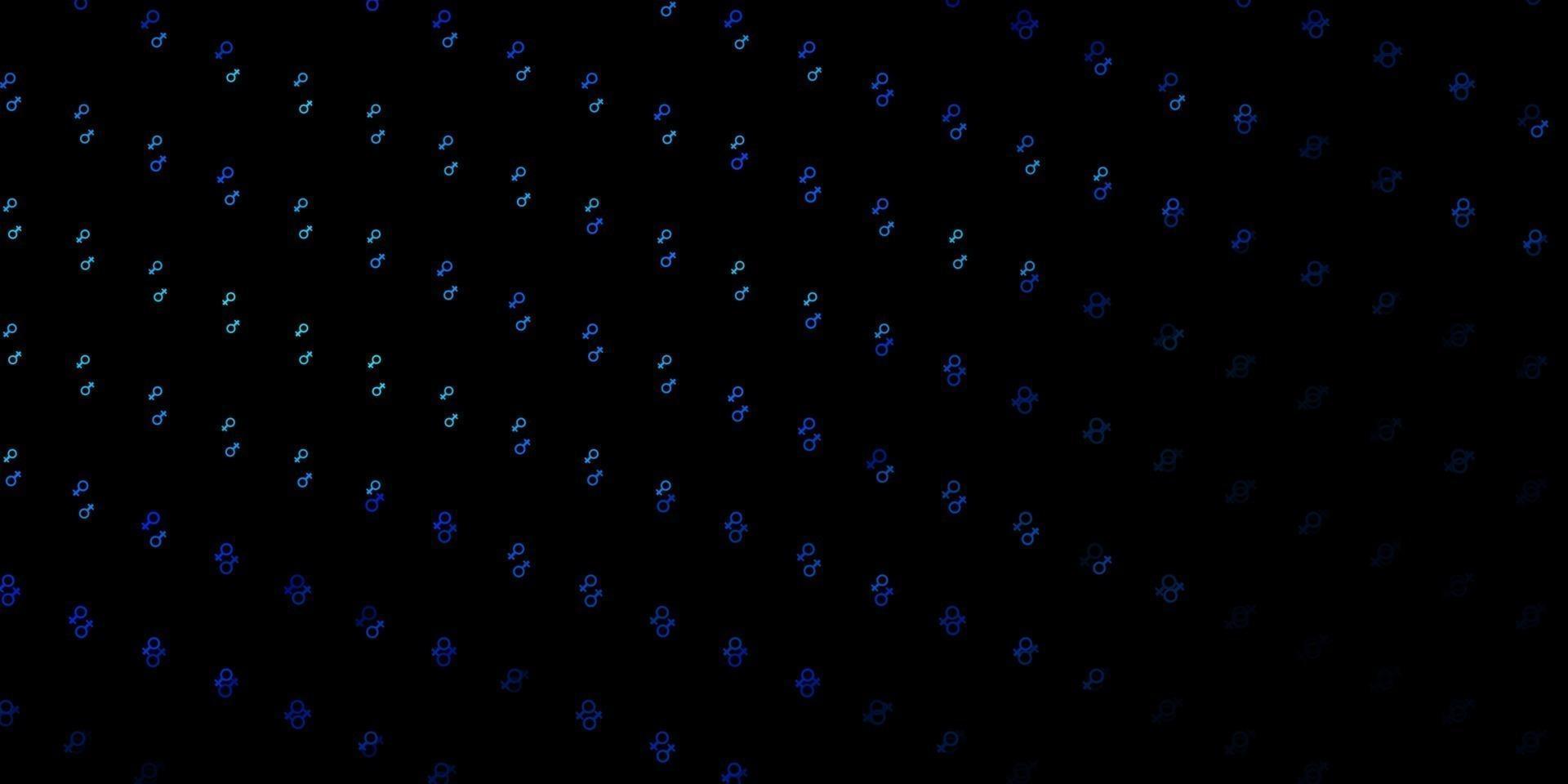 donkerblauwe vectorachtergrond met vrouwensymbolen. vector