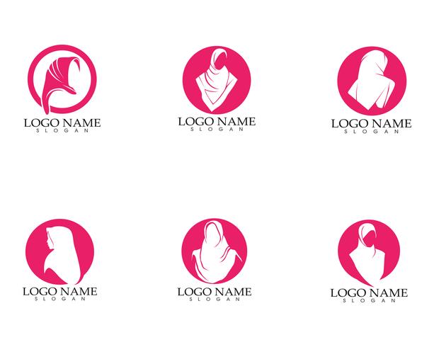 hijab vrouw silhouet logo en symbolen vector