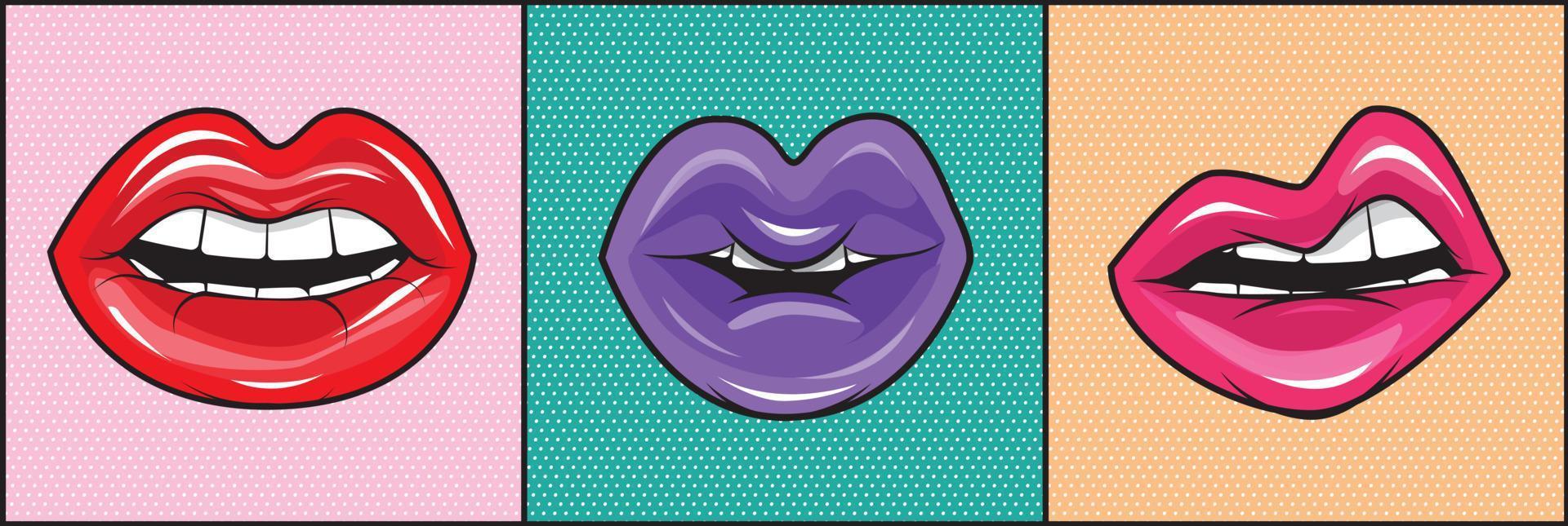 weelderige lippen set vector