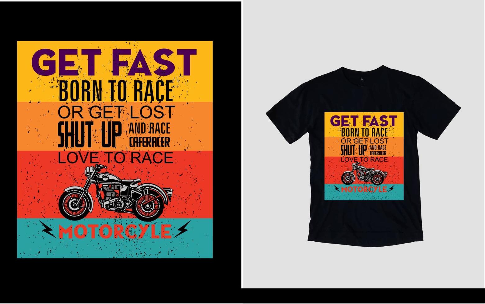 word snel geboren om te racen of verdwaal liefde om te racen motorfiets t-shirtontwerp vector