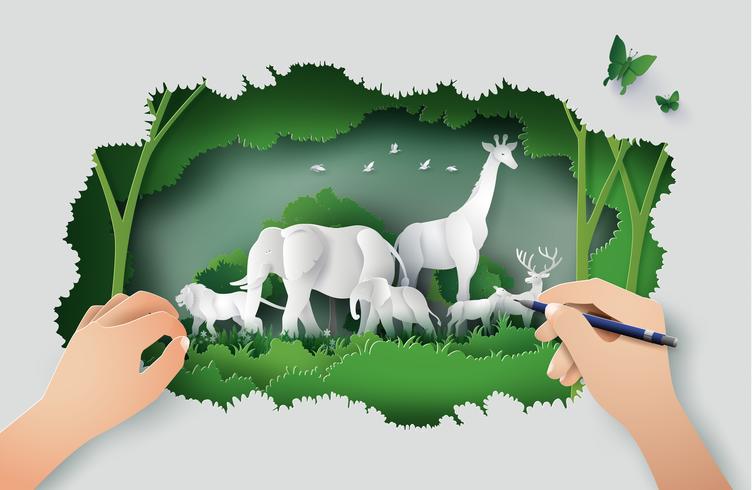 Concept van de Wereld Wildlife Day vector