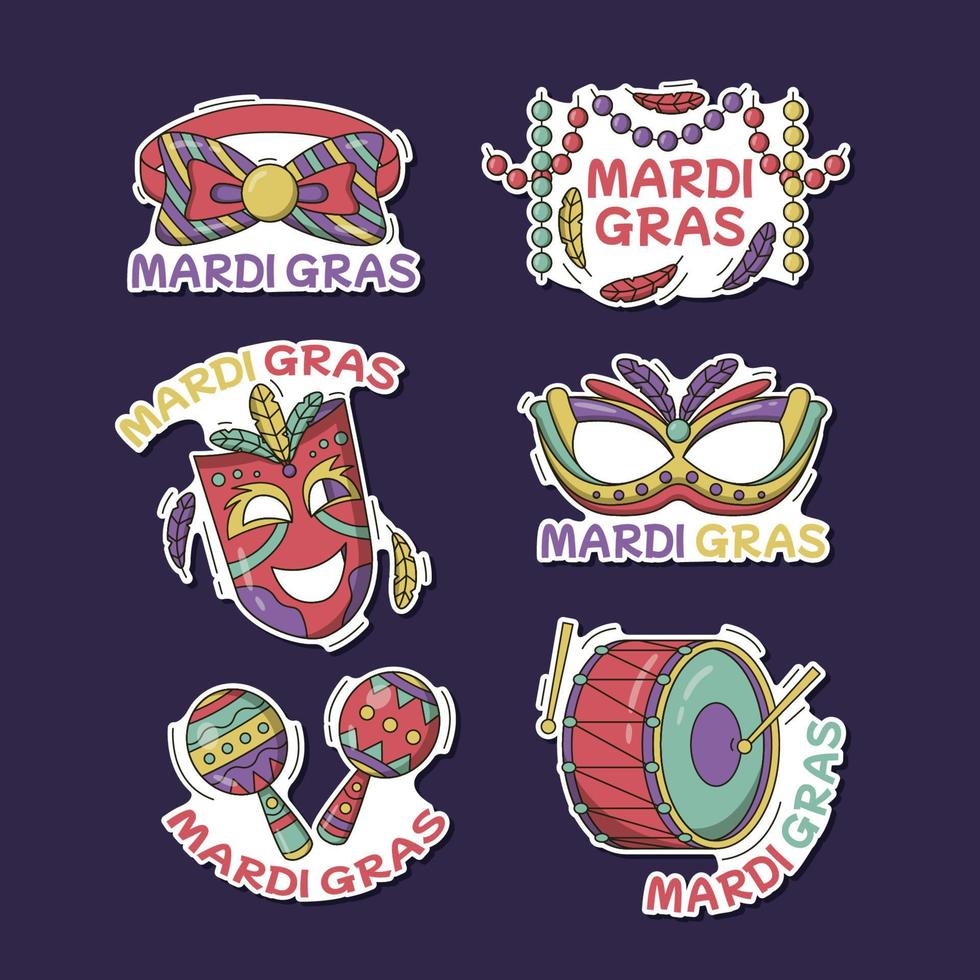 mardi gras carnaval stickerset vector