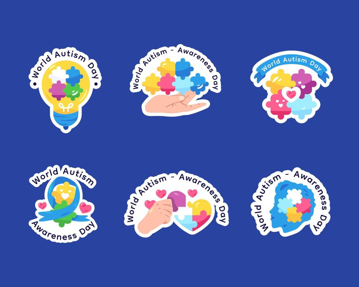 wereld autisme bewustzijn dag stickerset vector