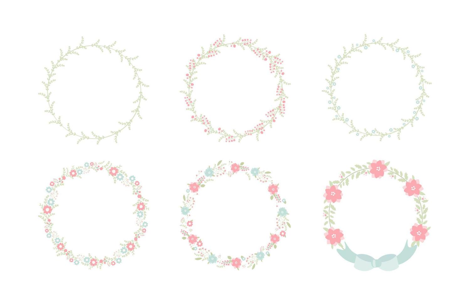 minimale zoete pastel krans bloemen frame collectie set vector