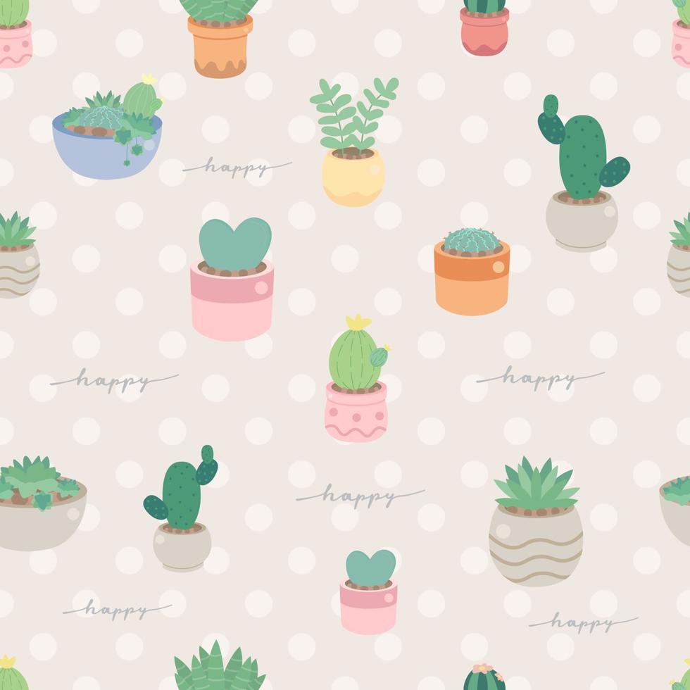 schattige pastel minimale cactus en sappig in pot naadloze patroon eps10 vectoren illustratie