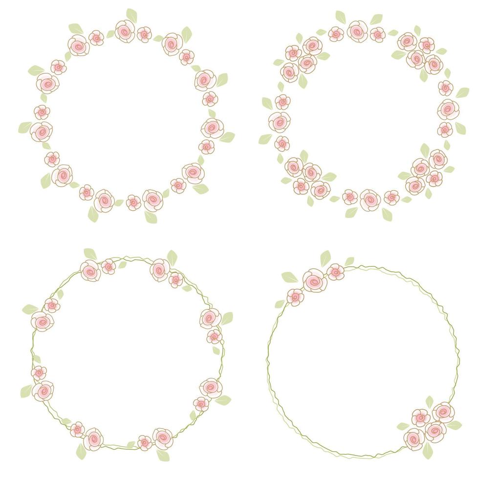 Valentijnsdag doodle rozen krans collectie eps10 vectoren illustratie