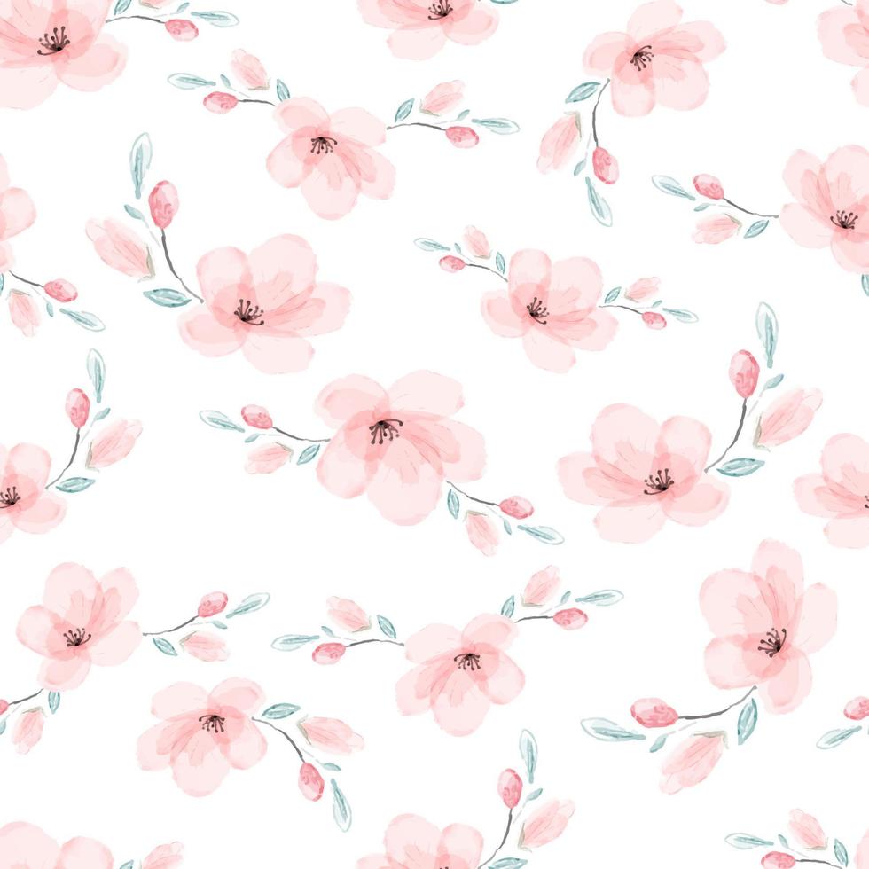 aquarel roze sakura of kersenbloesem bloem bloeien naadloos patroon vector