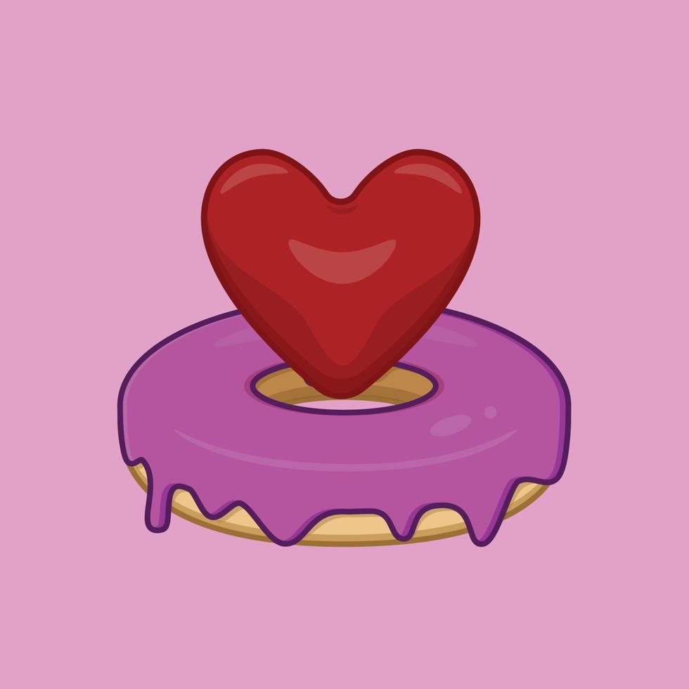 donut met liefde valentijn illustratie vector