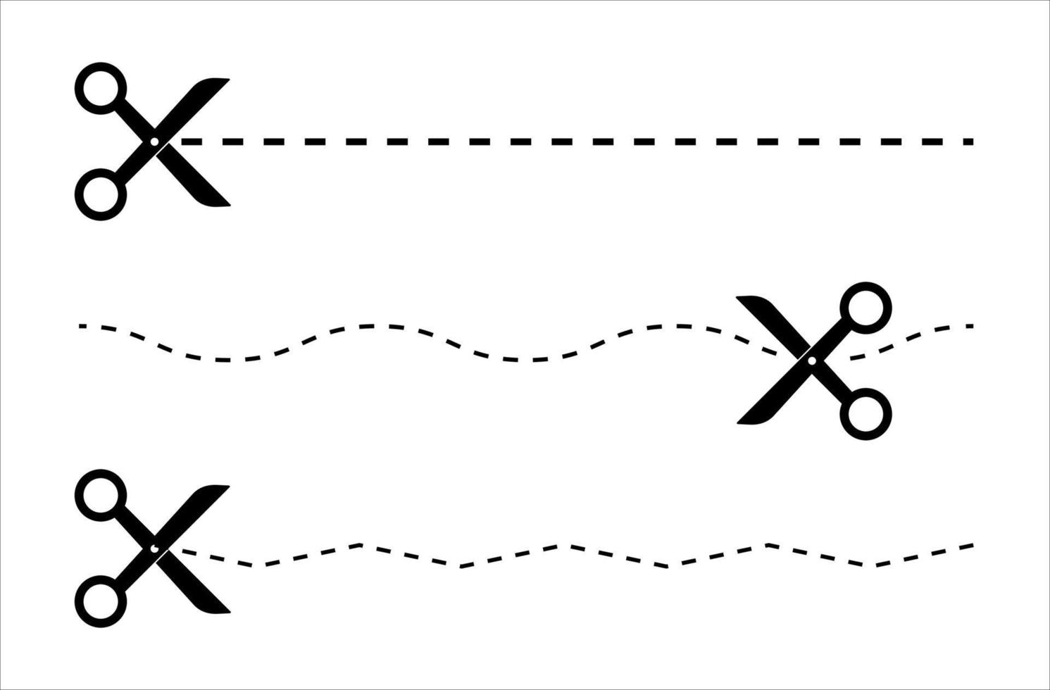 schaar met gesneden lijn icoon. langs de contour snijden. eenvoudige vectorillustratie vector