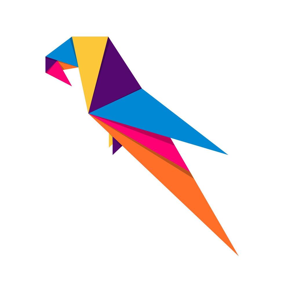 vogel origami. abstracte kleurrijke levendige vogel logo ontwerp. dieren origami. vector illustratie