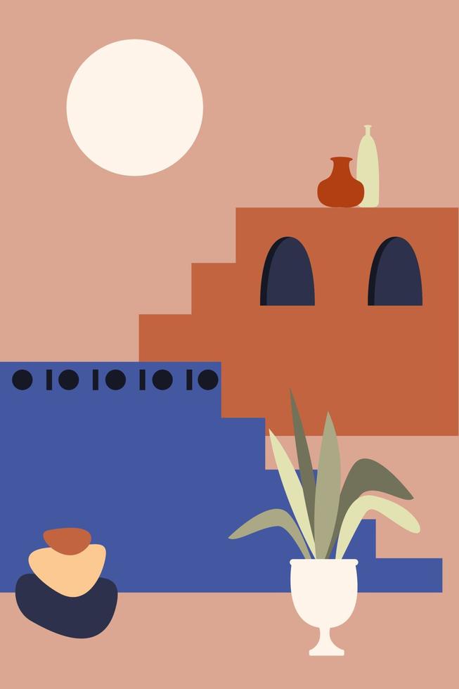 oude stad minimalistische boho illustratie. vector cartoon afbeelding