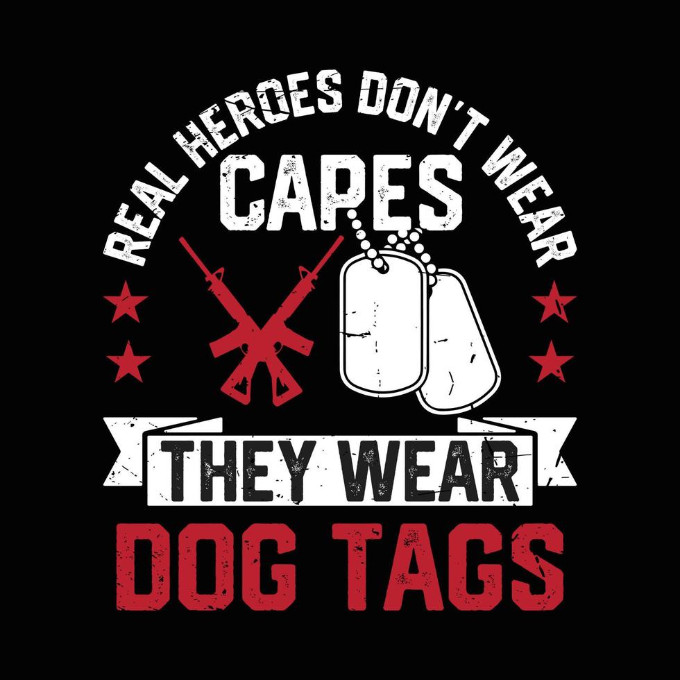 veteraan t-shirt design met dog tags en pistool vector. veteraan overhemd. leger t-shirt ontwerp. echte helden dragen geen capes, ze dragen dogtags. vector