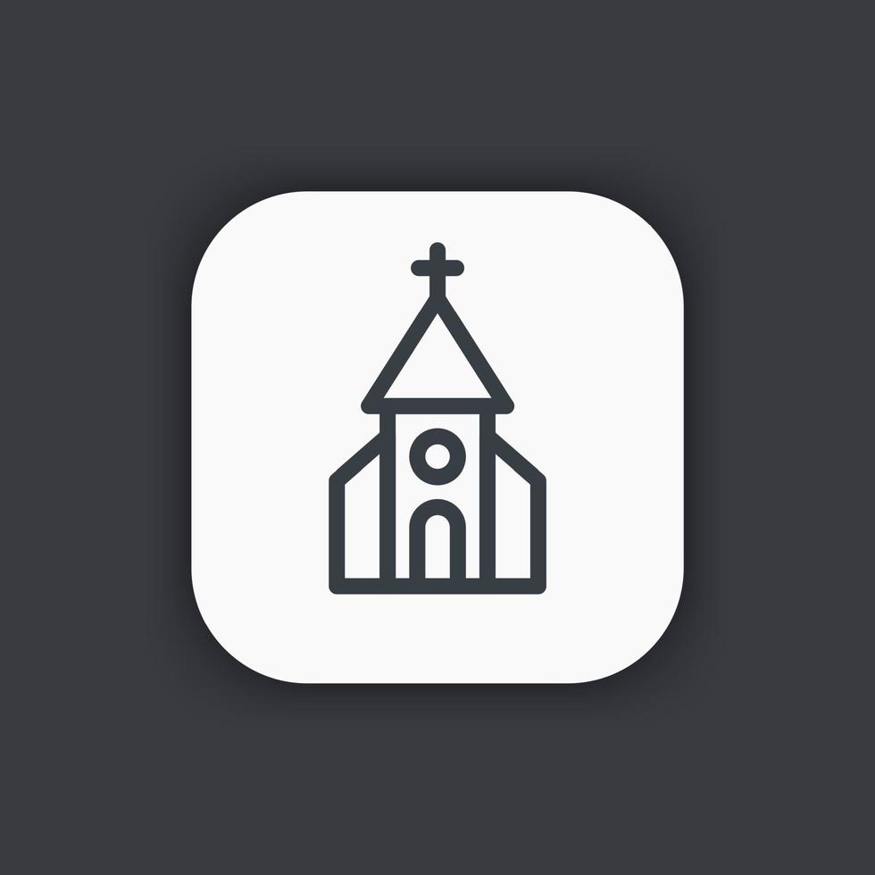 kerk lijn icoon, religie gebouw teken vector