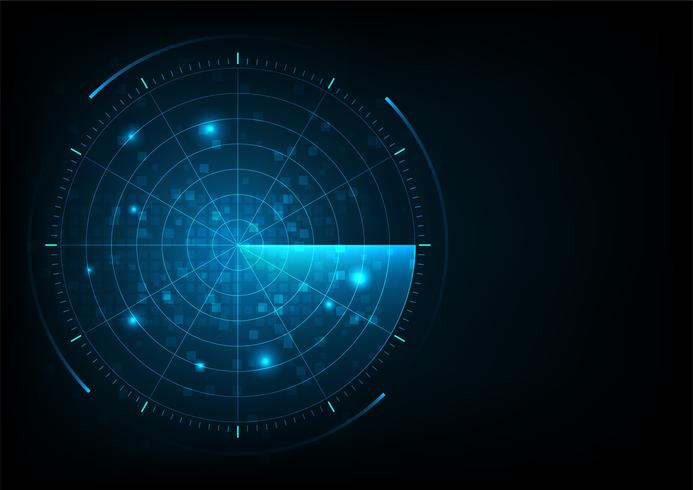 Digitale blauwe realistische vectorradar. Air search. Militair zoeksysteem. vector