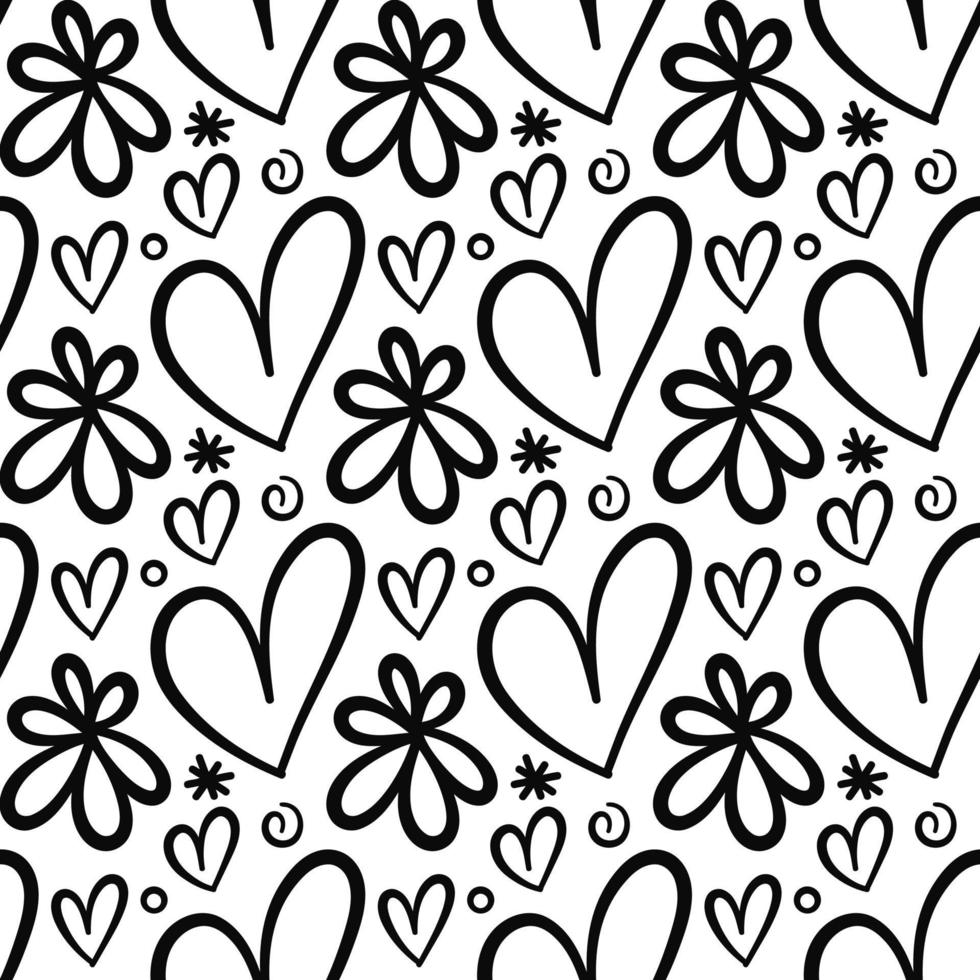 bloemen valentijn harten doodle kunst patroon vector