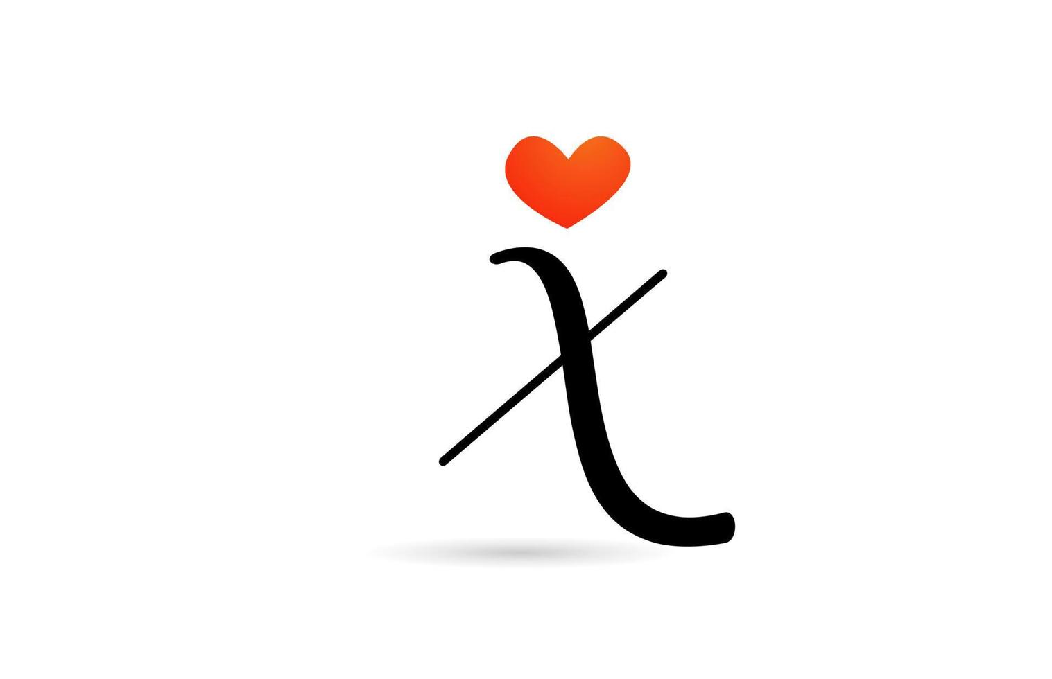 handgeschreven x alfabet letter pictogram logo ontwerp. creatieve sjabloon voor zaken met liefdeshart vector