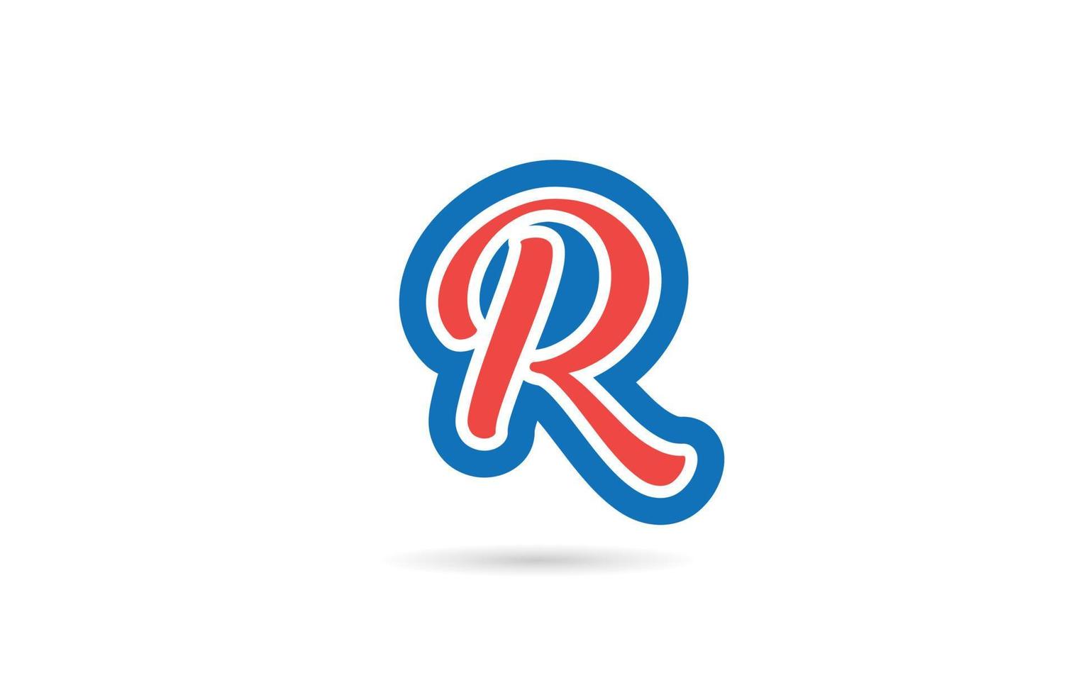 rood blauw handgeschreven r alfabet logo ontwerp letterpictogram. creatieve sjabloon voor zaken en bedrijf vector