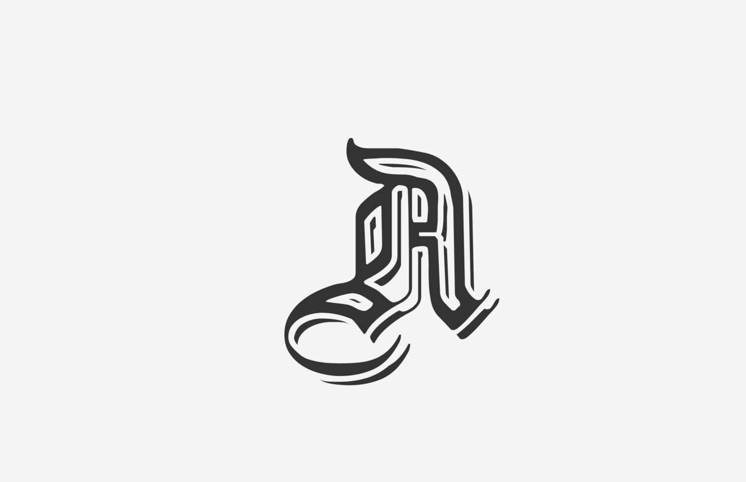 vintage een alfabet letterpictogram logo ontwerp. creatieve sjabloon voor bedrijf of bedrijf in zwart-wit vector