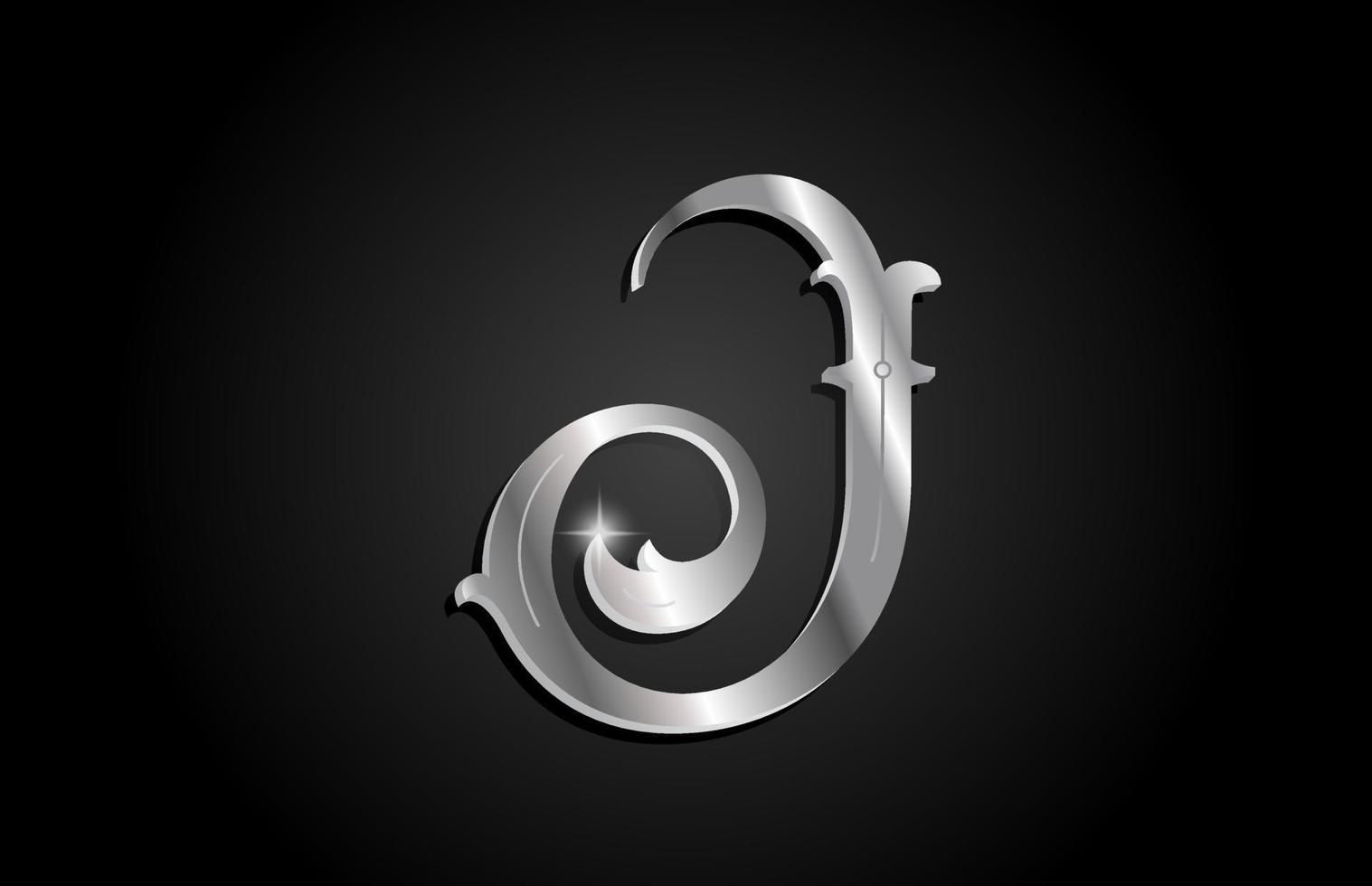 zilver metalen j alfabet letter pictogram logo ontwerp. creatieve sjabloon voor bedrijf of bedrijf met grijze kleur vector