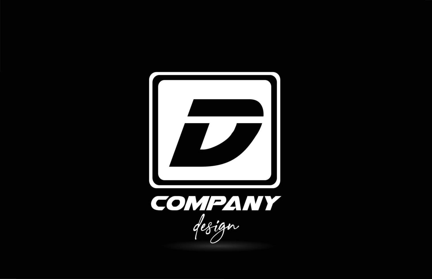vierkante d alfabet pictogram letter logo met zwart-wit ontwerp. creatieve sjabloon voor bedrijf en bedrijf vector