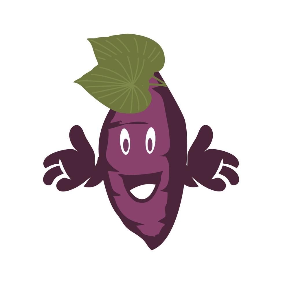 zoete aardappel mascotte en grappig karakter icoon en logo vector