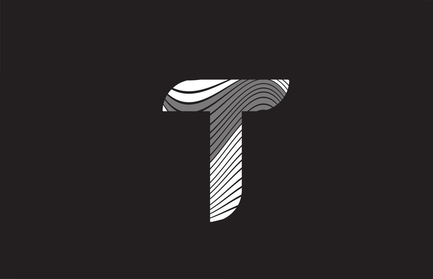 zwarte en witte lijnen t alfabet letter pictogram logo ontwerp. creatieve sjabloon voor bedrijven vector