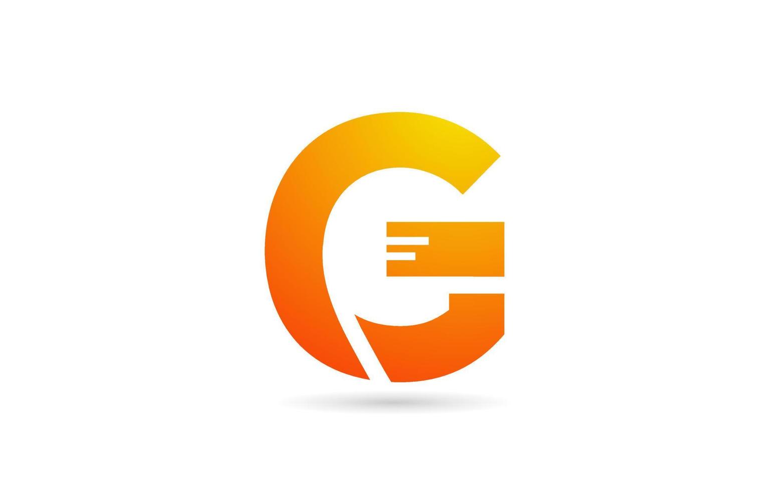 g oranje kleurovergang alfabet logo ontwerp letterpictogram. creatieve sjabloon voor bedrijven vector