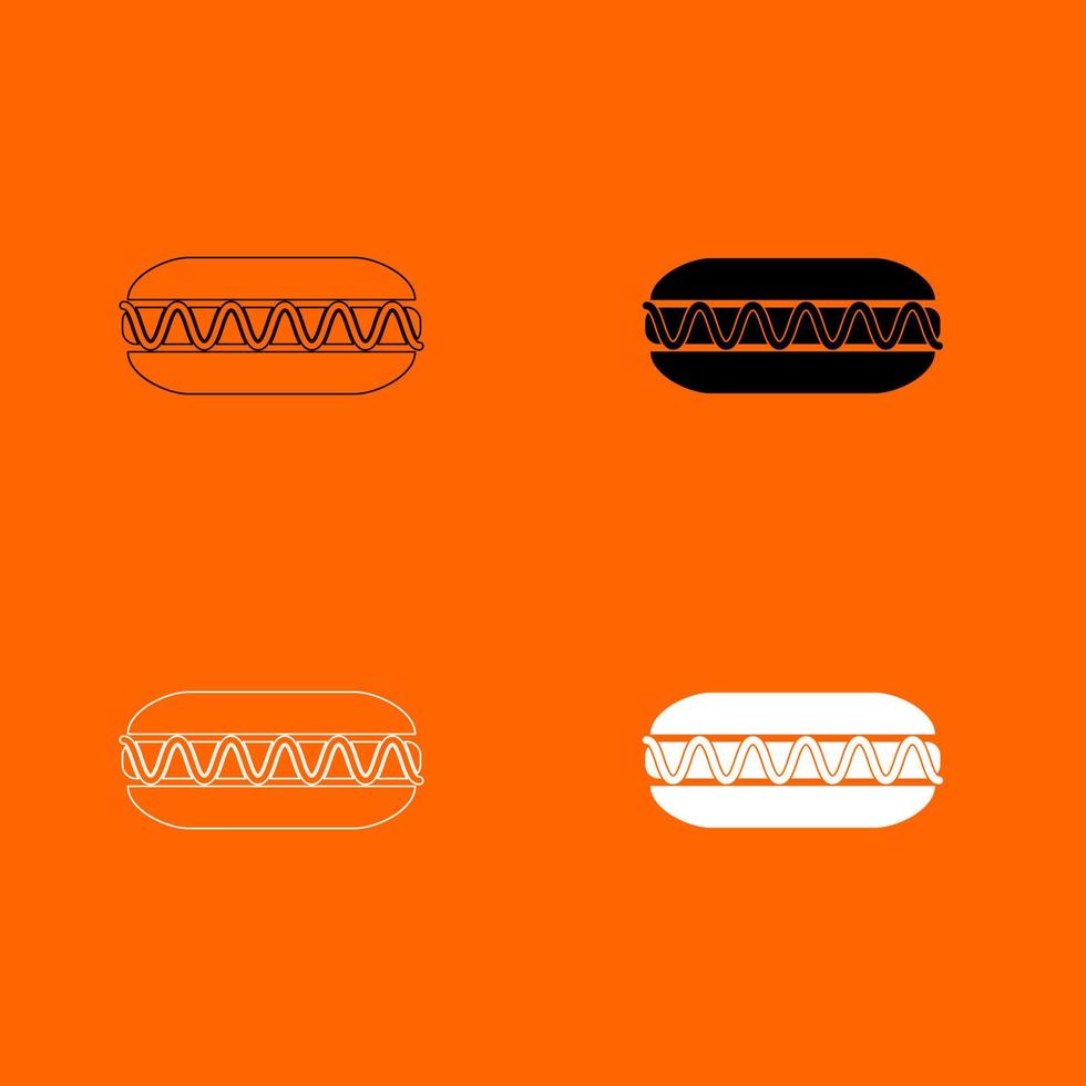hotdog zwart-wit kleur ingesteld pictogram. vector