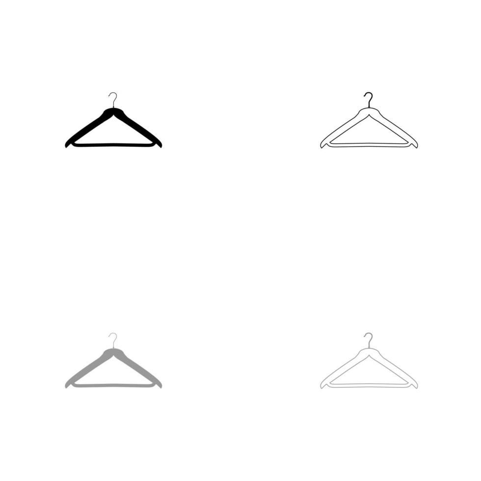 hanger instellen zwart wit pictogram. vector