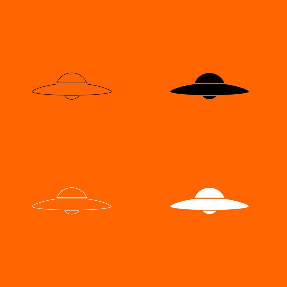 ufo. vliegende schotel zwart-wit kleur ingesteld pictogram. vector