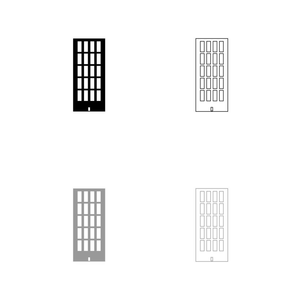 sky tower gebouw zwart wit pictogram instellen. vector