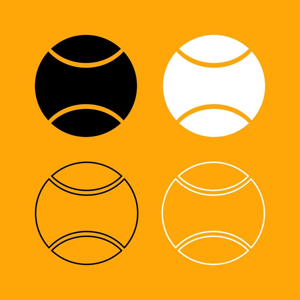tennisbal instellen zwart-wit pictogram. vector
