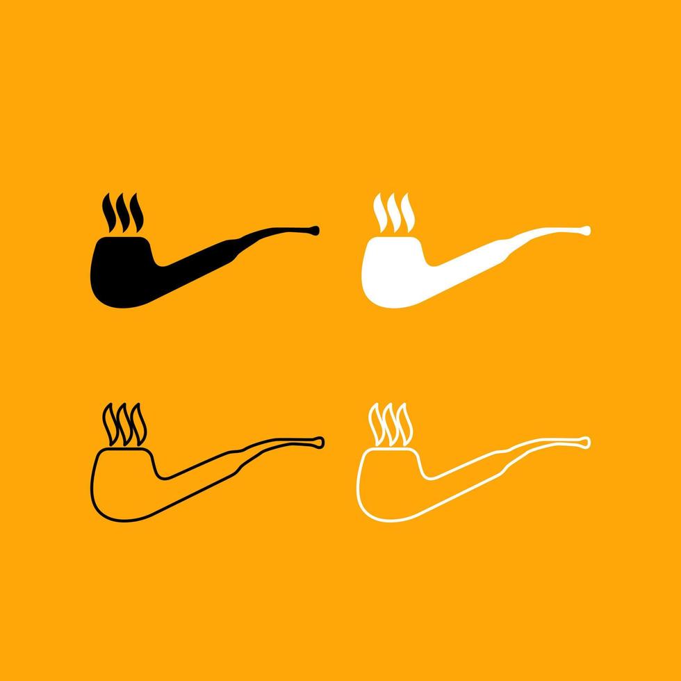 rookpijp zwart-wit ingesteld pictogram. vector