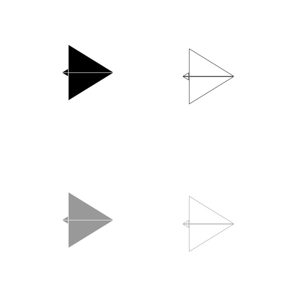 papieren vliegtuigje zwart wit pictogram instellen. vector