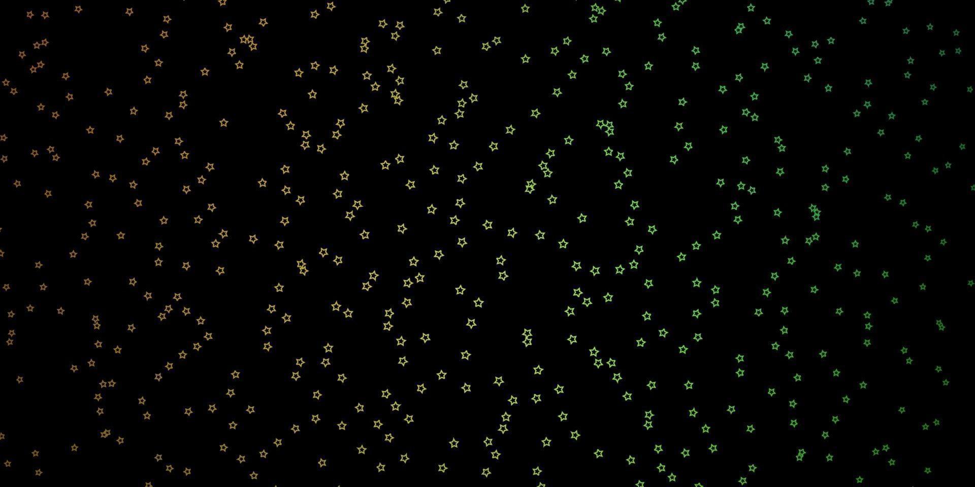 donkergroene, gele vectorlay-out met heldere sterren. vector