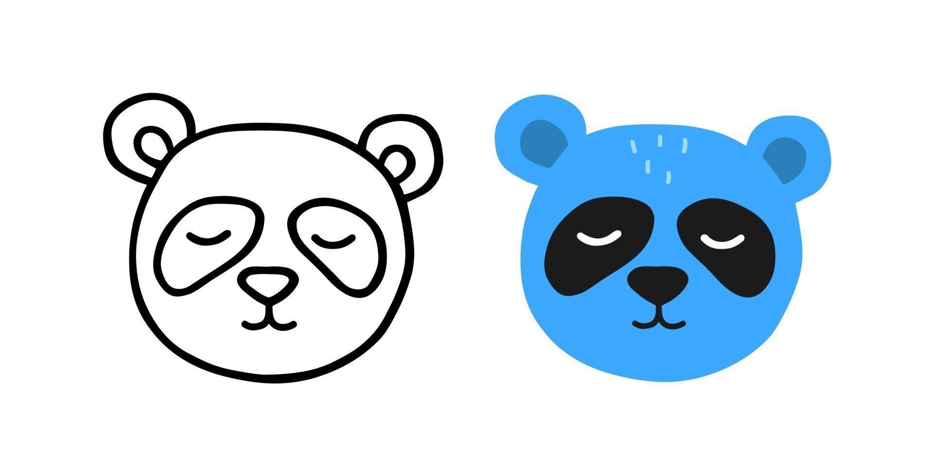 schattige hoofd panda. tekendier voor kinderen. hand getekende vectorillustratie. vector