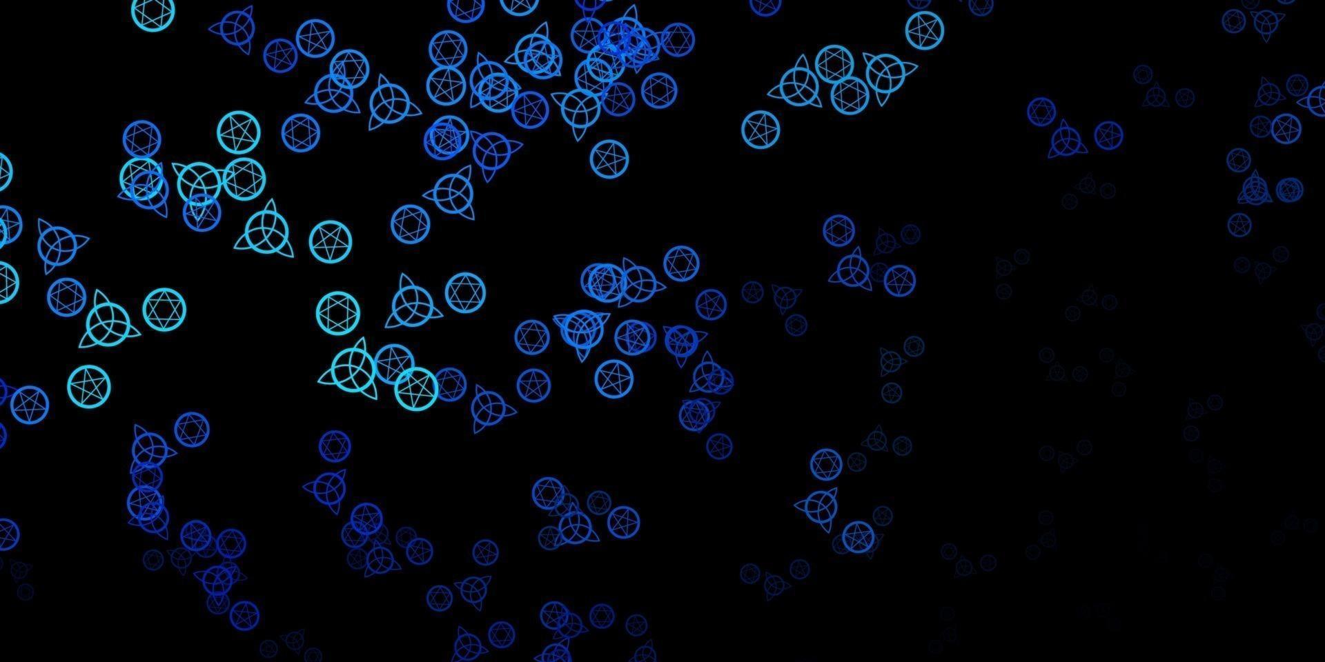 donkerblauwe vectorachtergrond met occulte symbolen. vector