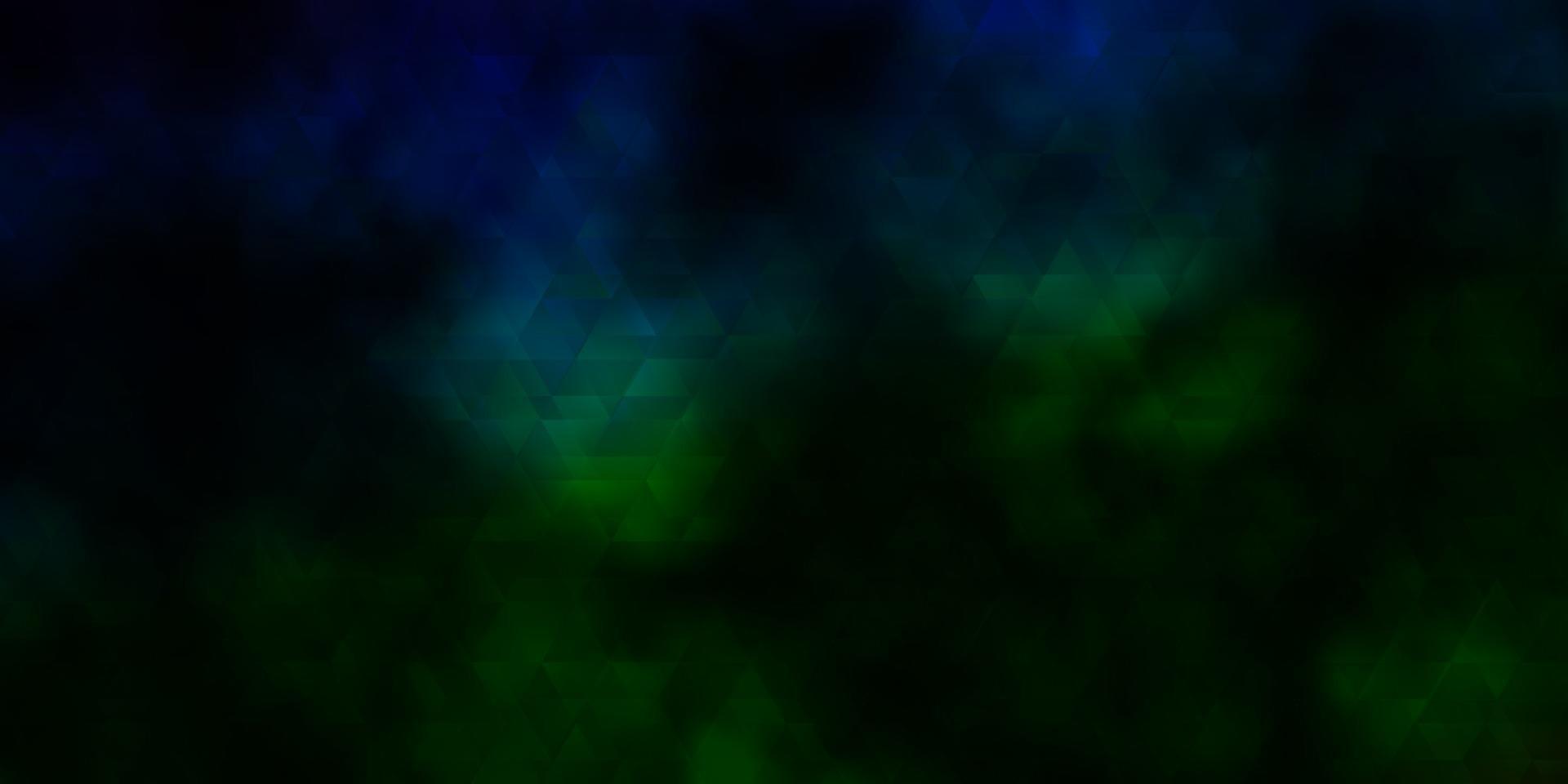donkerblauwe, groene vectortextuur met lijnen, driehoeken. vector
