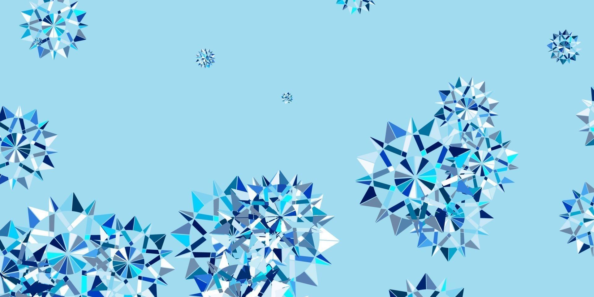 lichtroze, blauwe vectortextuur met heldere sneeuwvlokken. vector