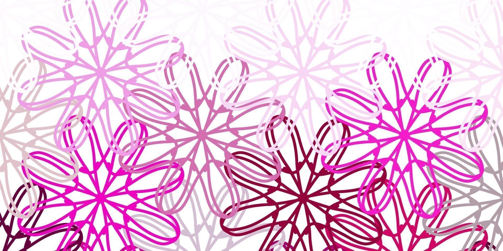 lichtroze vector doodle sjabloon met bloemen.