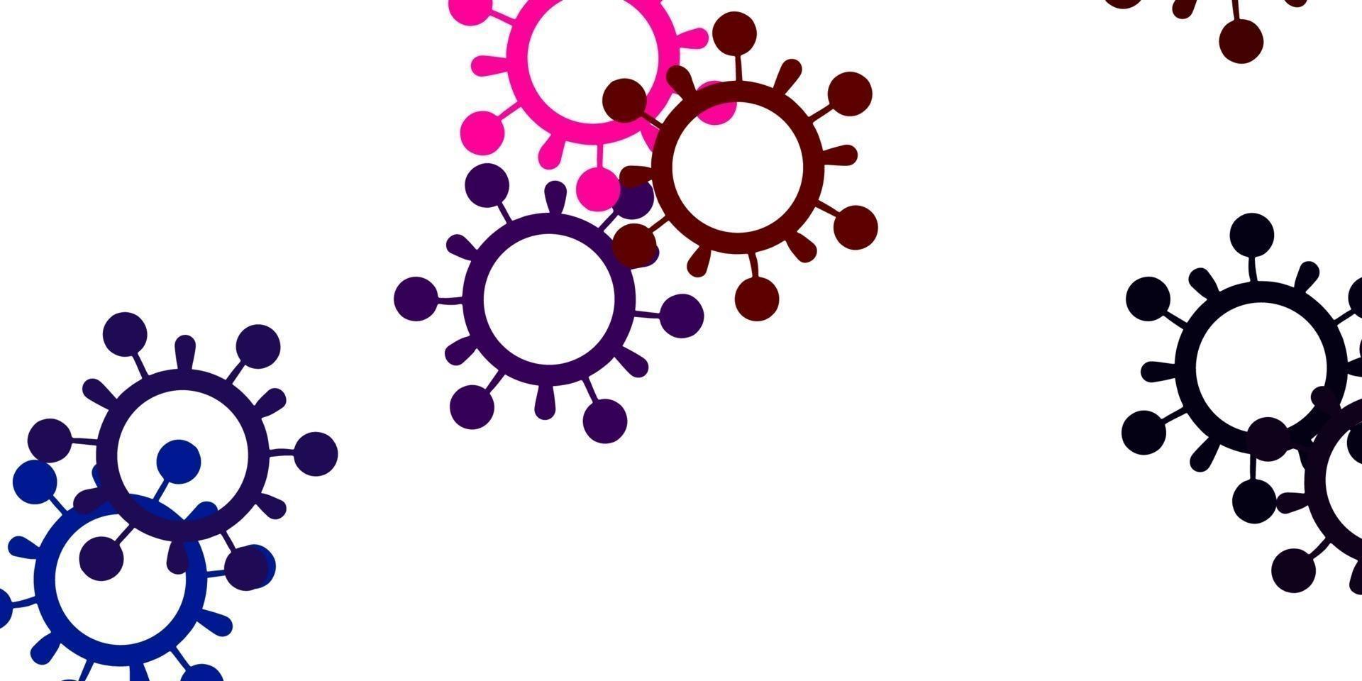 lichtblauw, rood vectorpatroon met coronaviruselementen. vector