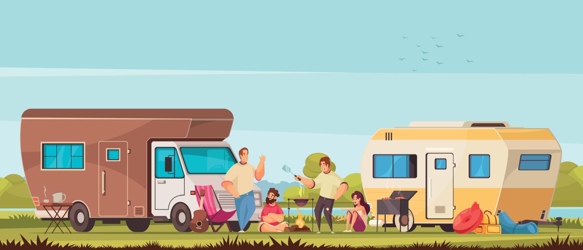 camping cartoon compositie vector