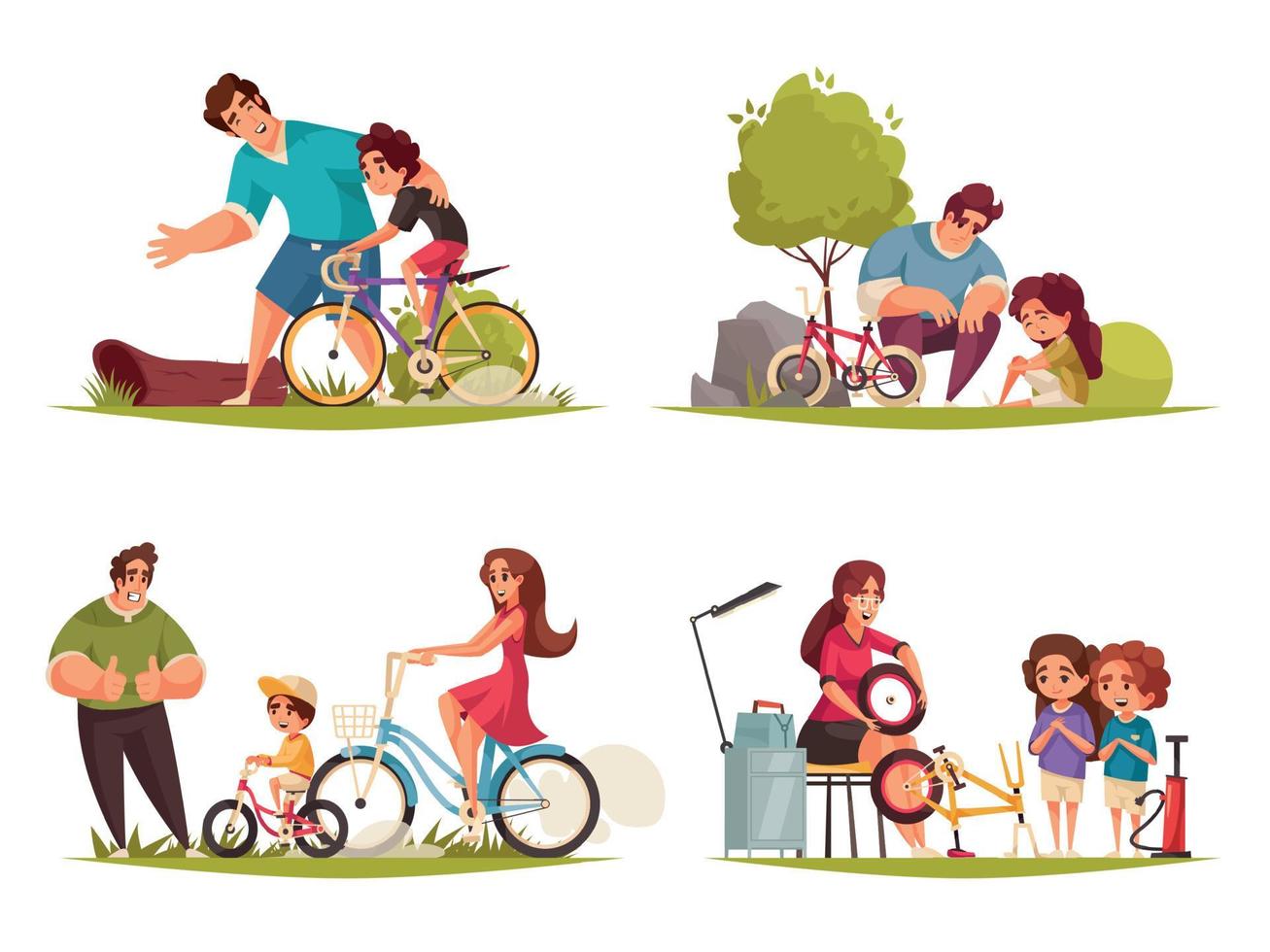 fiets familie set vector