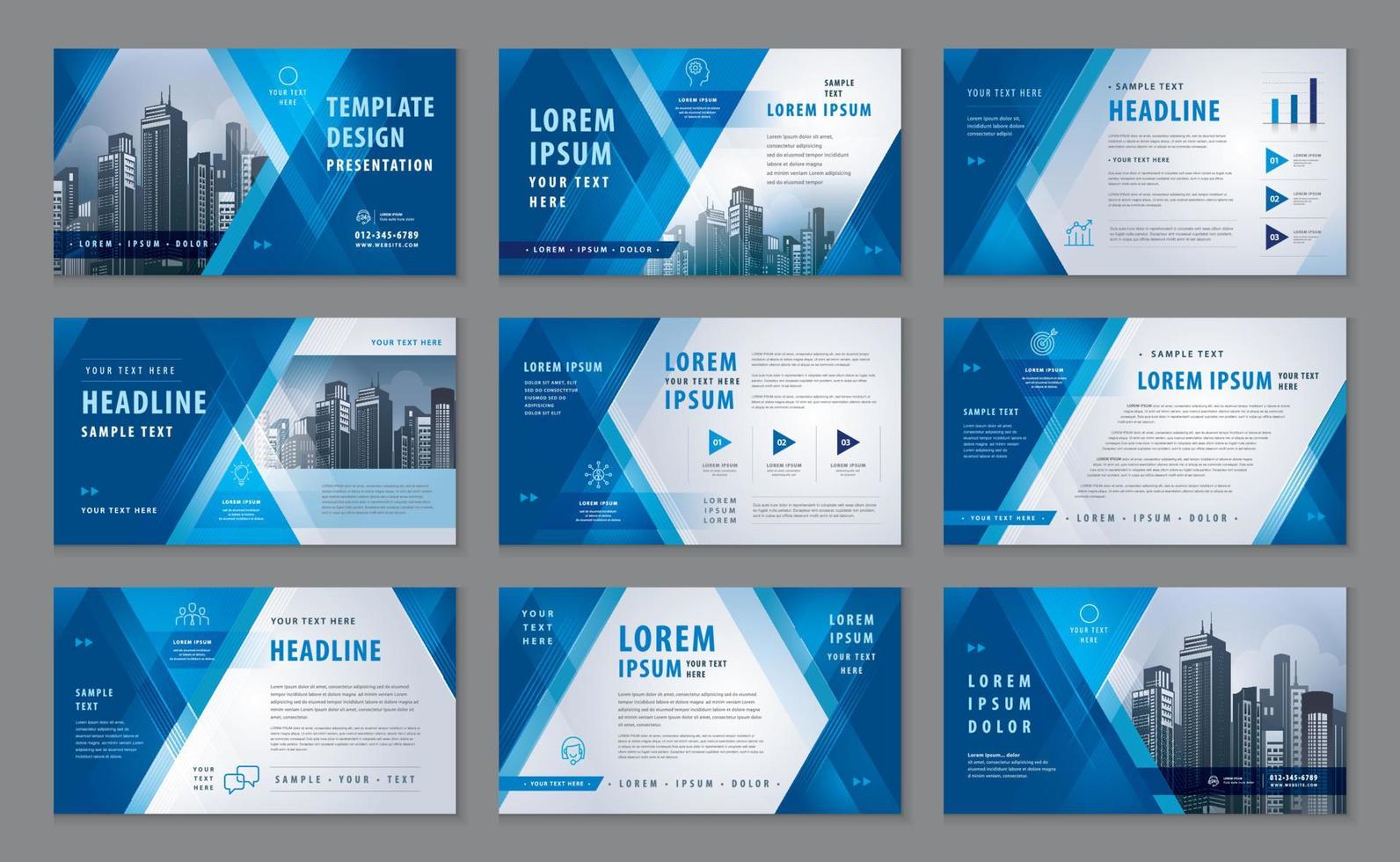 abstracte presentatiesjablonen voor banner, flyer, presentaties, brochures, abstracte geometrische blauwe driehoek achtergrond vector