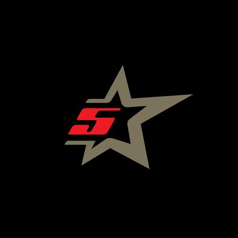 Sjabloon voor nummer 5-logo met Star-designelement. vector